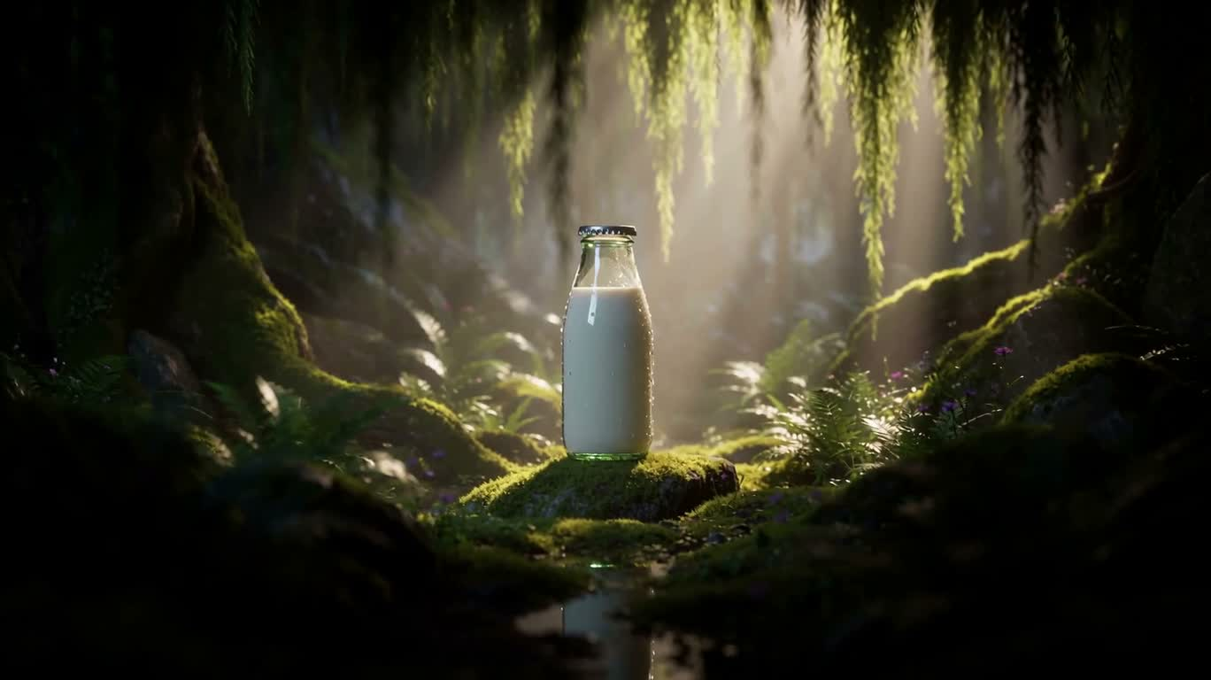 奇幻牛奶瓶·光影秘境 — AI video creation