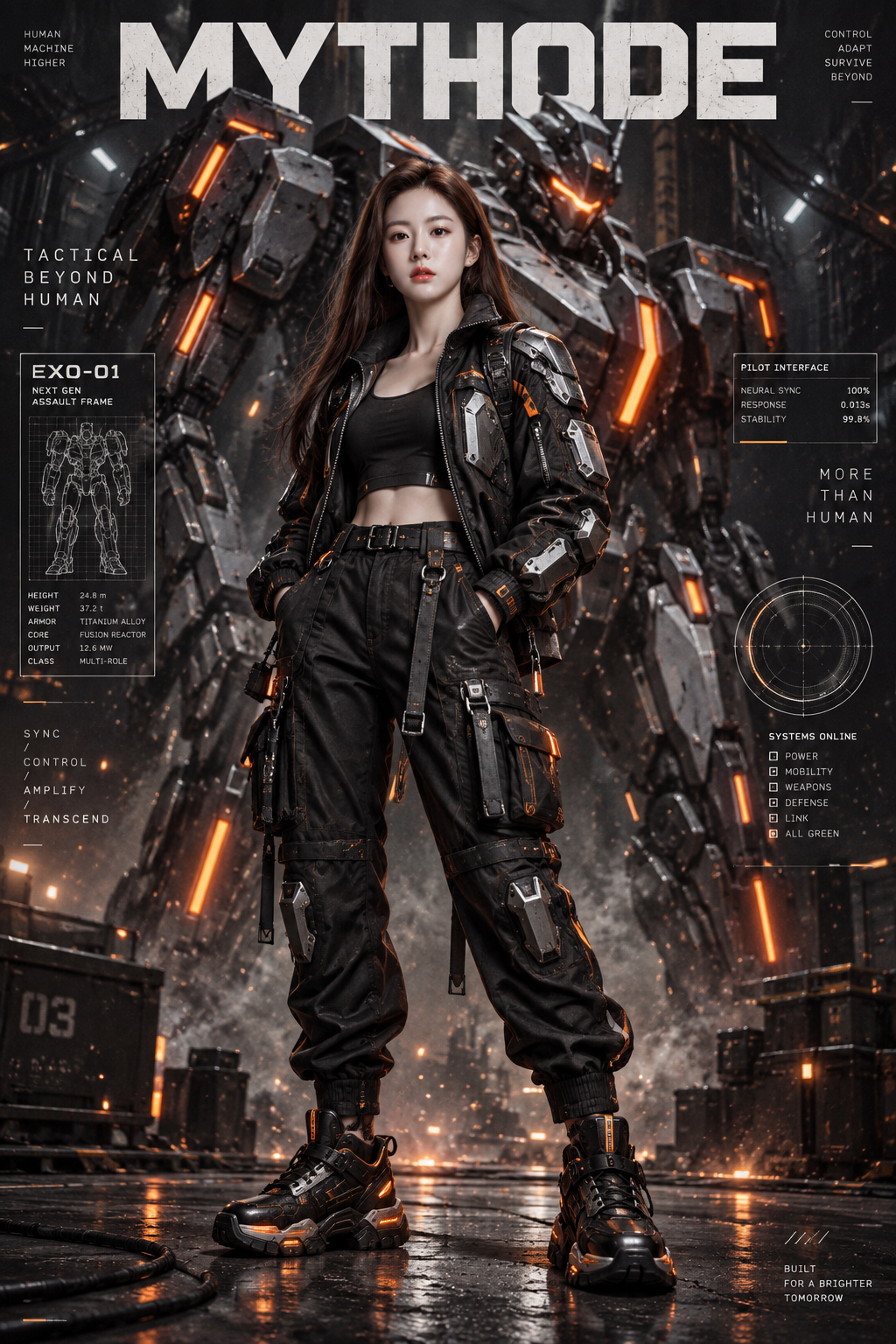 女模机甲风 8K 时尚海报 — AI image creation