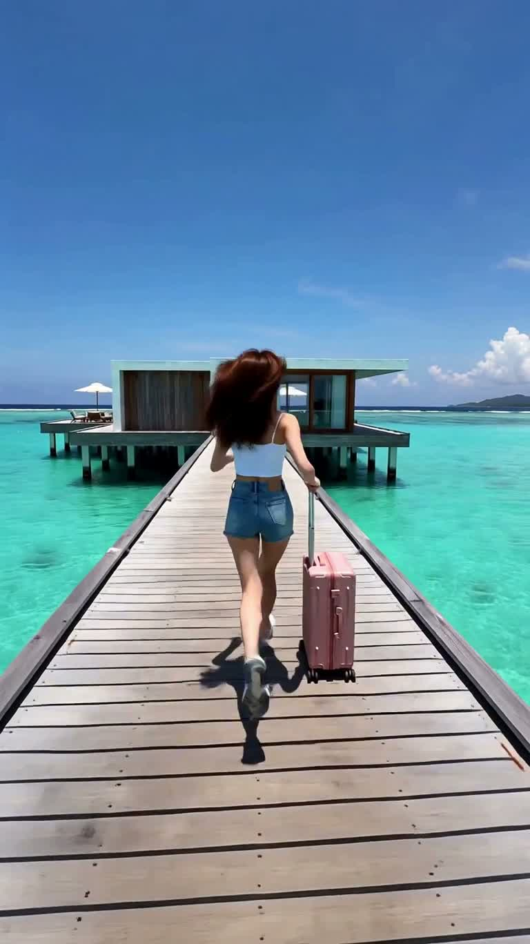 热带水上别墅的极速跳海之旅 — AI video creation