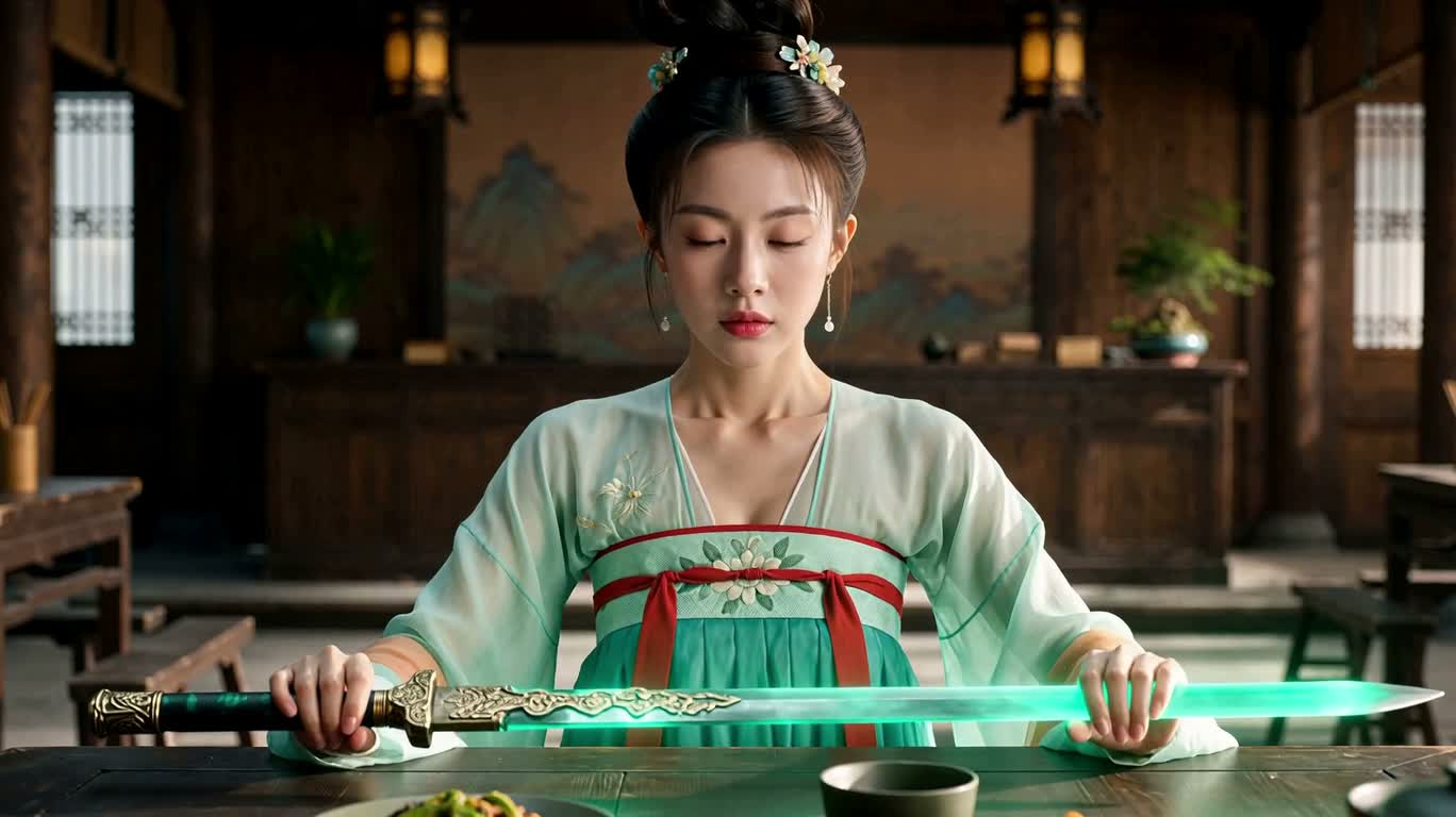 茶馆青衣剑舞 — AI video creation