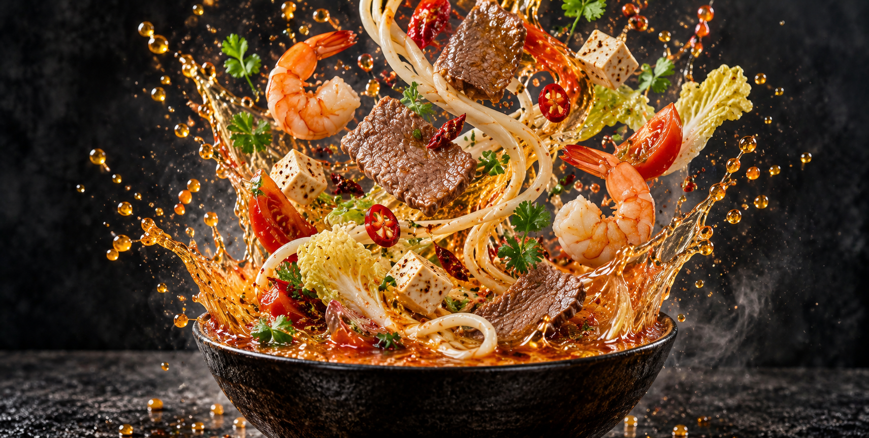 Asian Soup with Frozen Spiral Splash — AI image creation