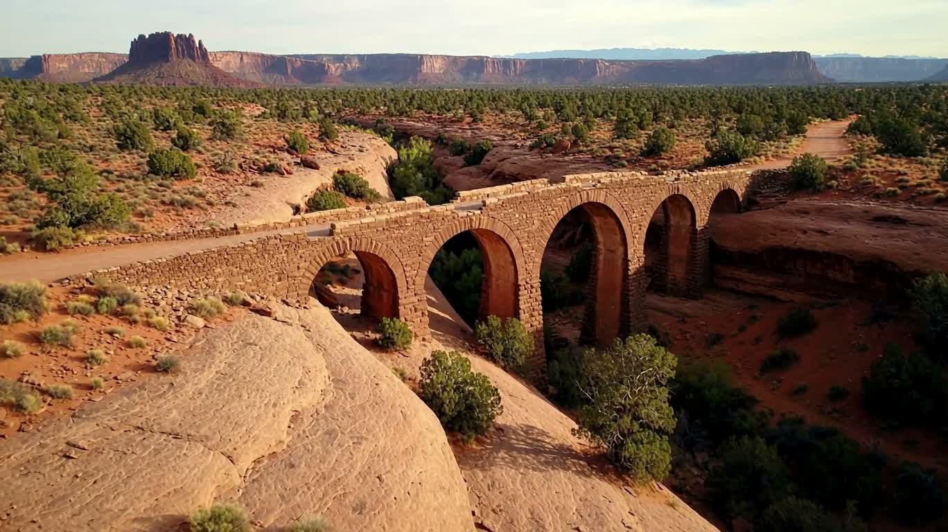 Toàn cảnh tĩnh lặng cầu đá trong hẻm núi Arizona