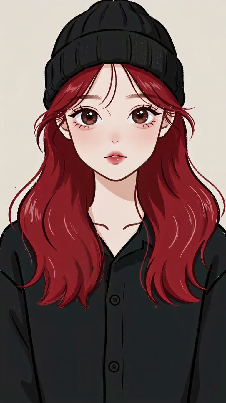 Portrait of a Woman in a Red Knit Hat