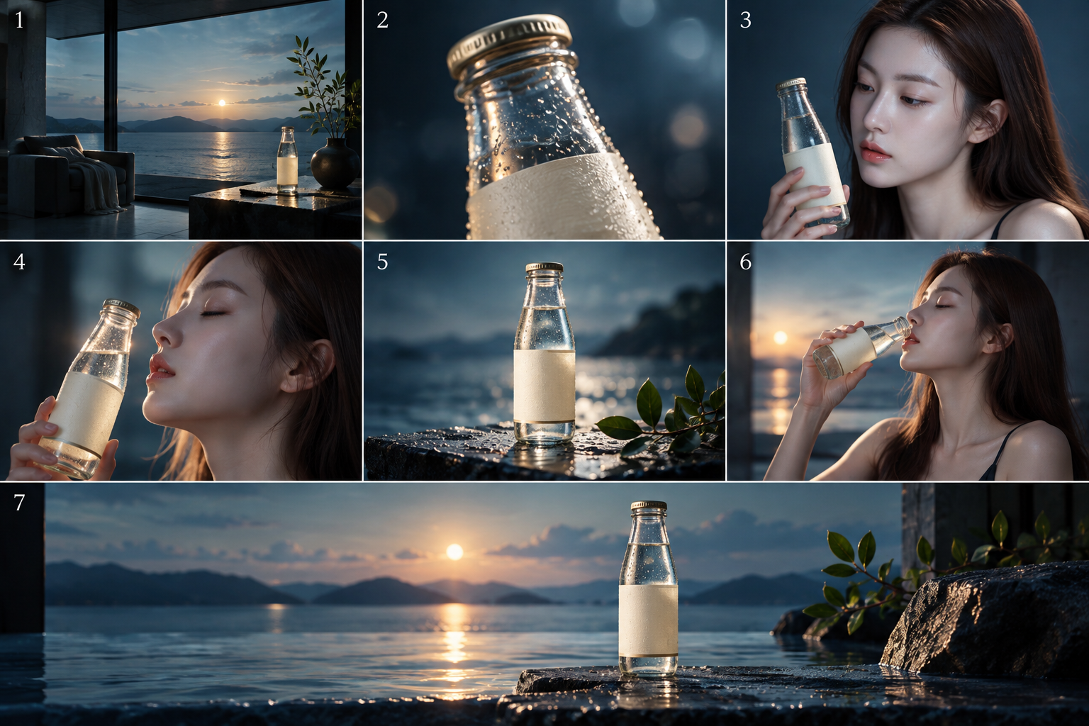 七幕电影感产品广告分镜板 — AI image creation