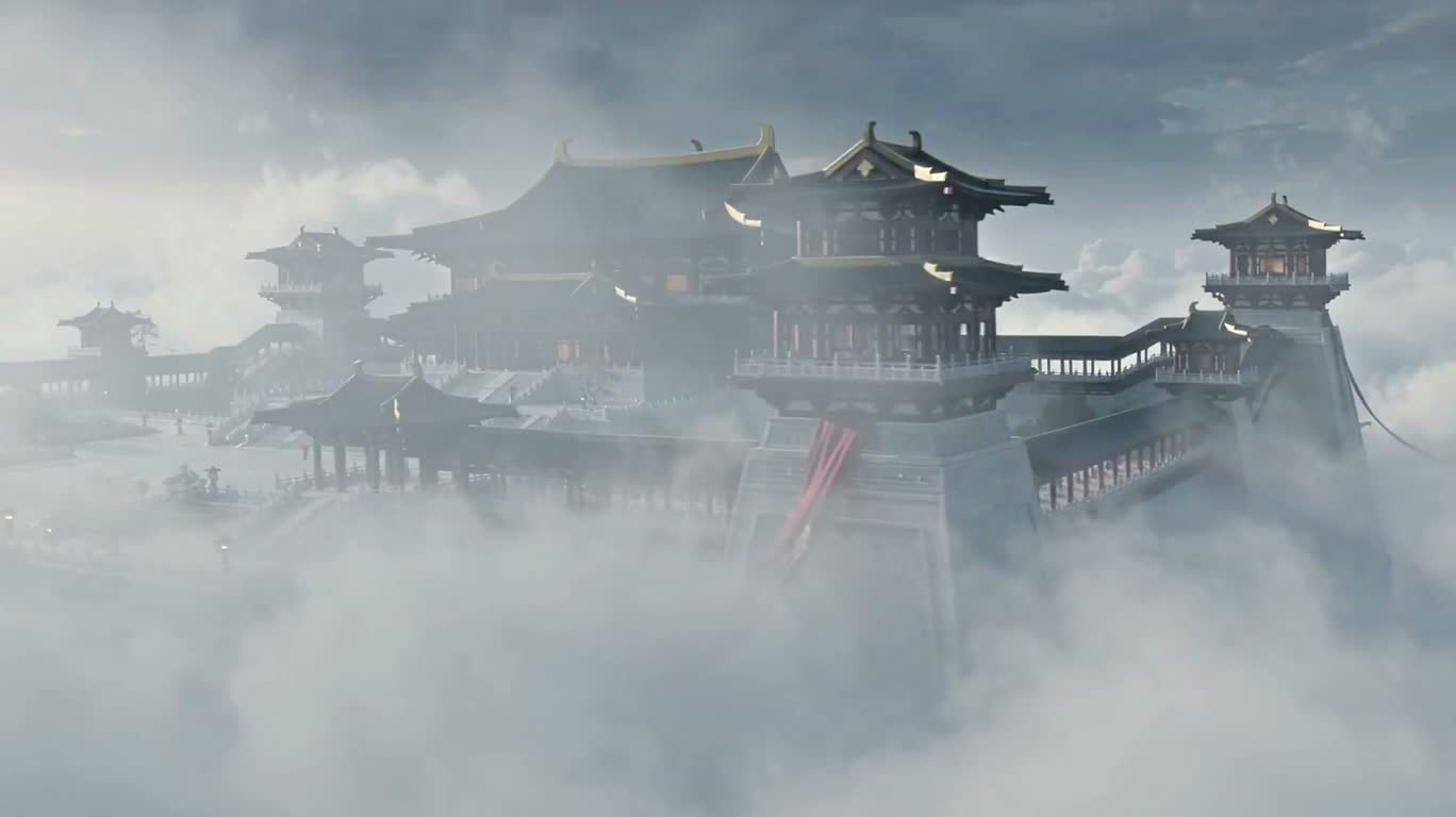 Palace Floating in the Sea of Mist — AI video creation