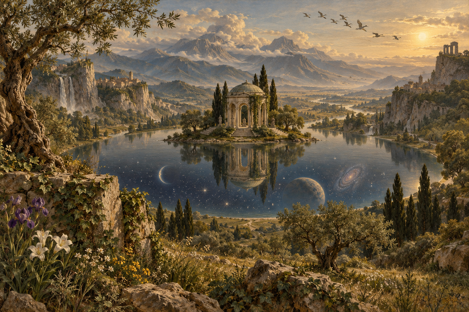 Surreal Sacred Island in a Renaissance Landscape — AI image creation
