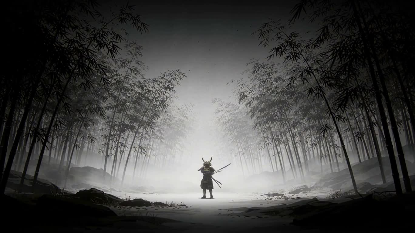 墨影武士与霓虹 glitch 巨龙