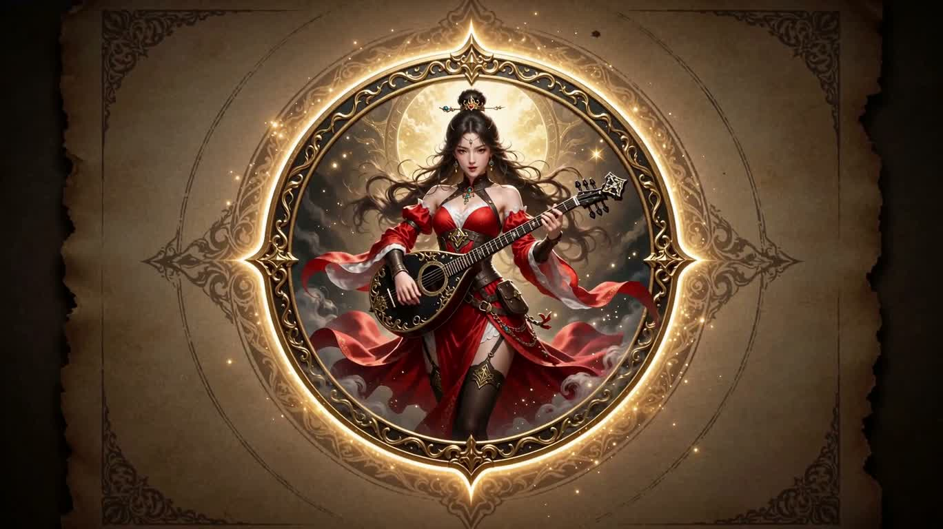 Fantasy Emblem of the Red-Skirted Bard
