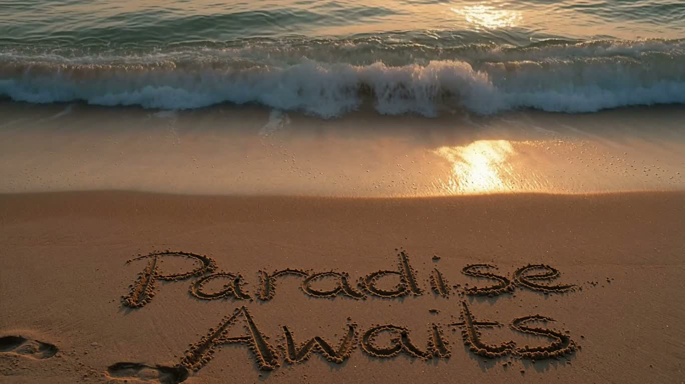 Serene Words on a Sunset Beach