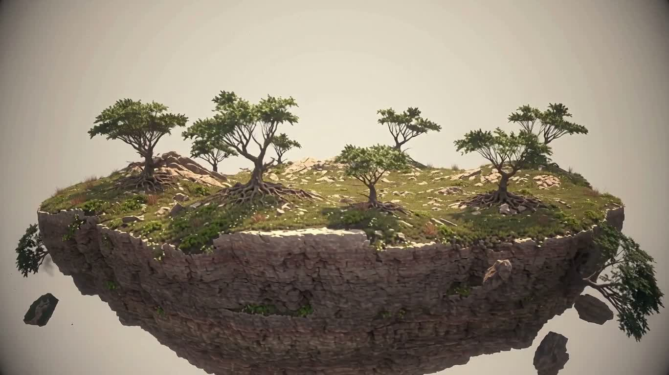 Vòng xoay tĩnh lặng của những hòn đảo bay — AI video creation