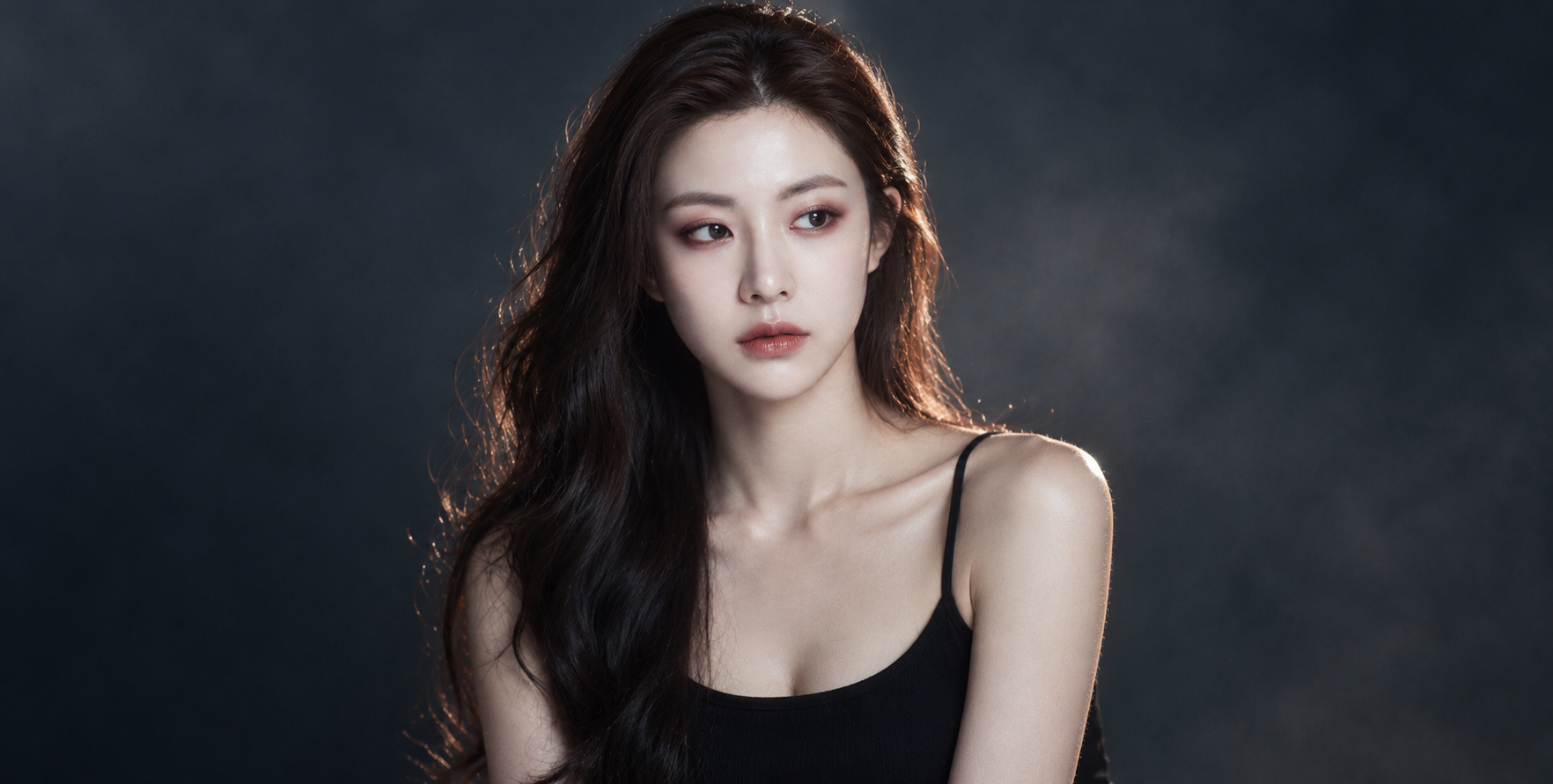 韓国の成人女性アイドルのダークトーン・ファッションポートレート