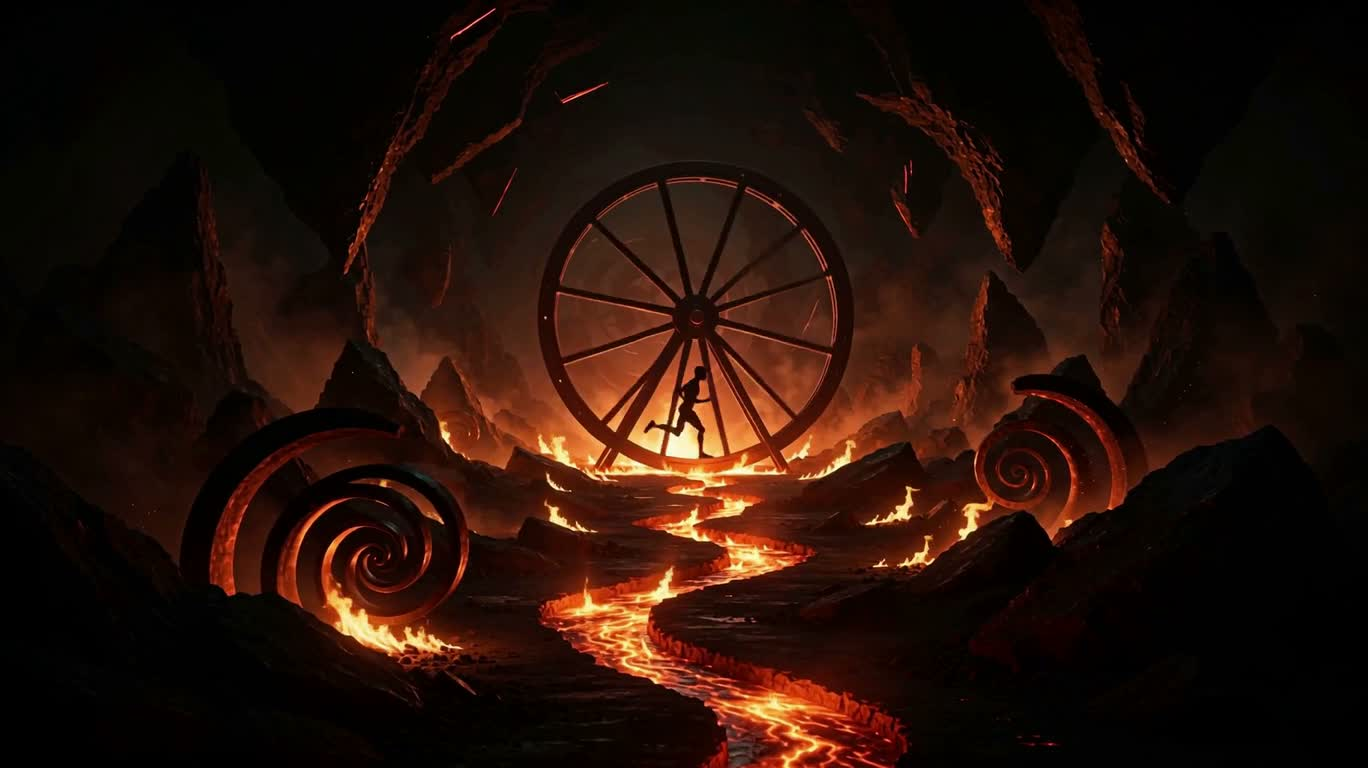 Le tapis roulant du désir dans la réincarnation infernale — AI video creation
