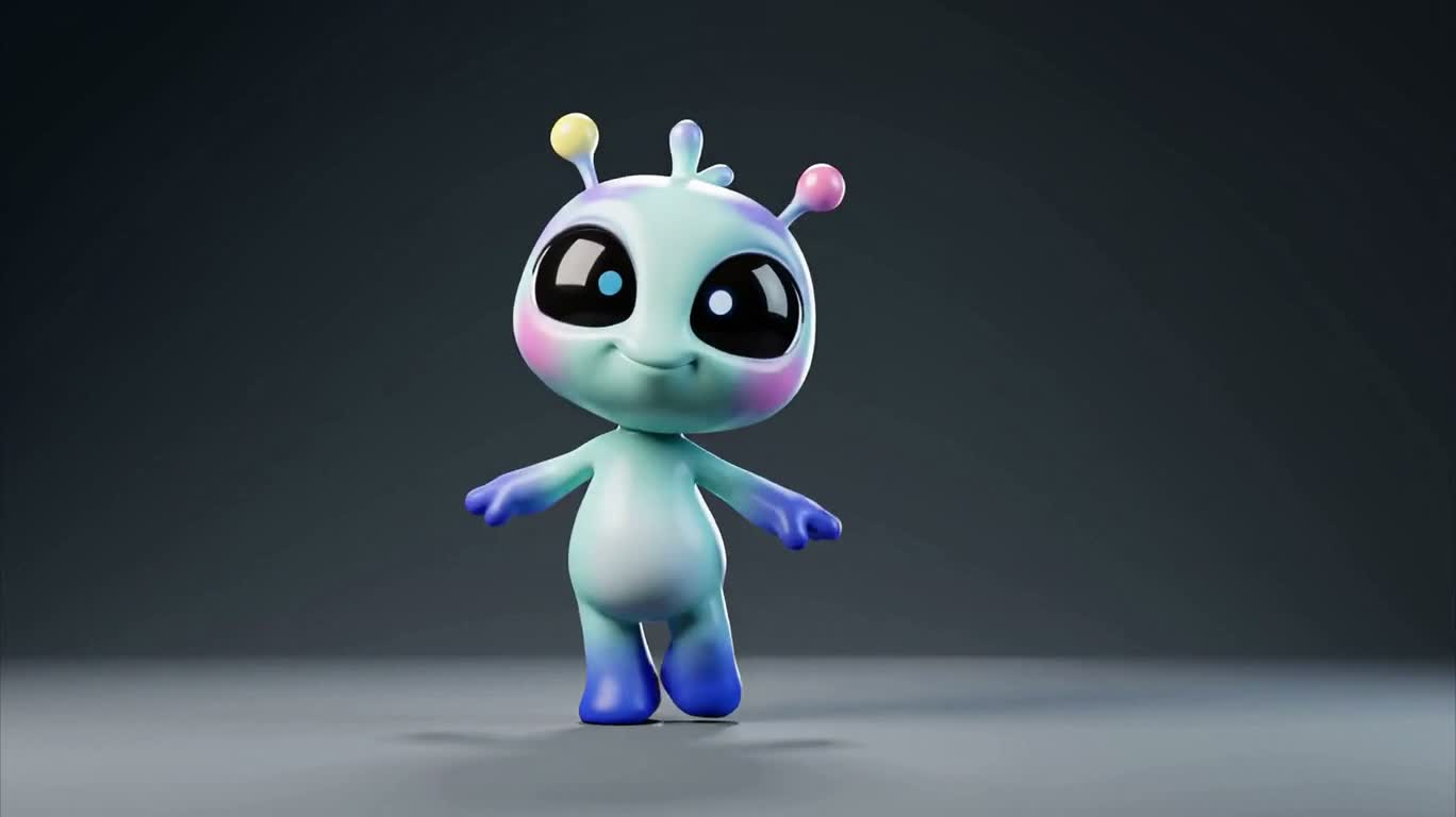 小さな宇宙人の元気なダンスステップ — AI video creation
