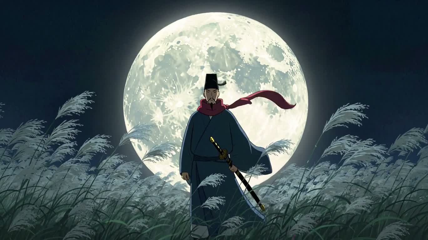 달빛 아래 억새밭의 방랑자