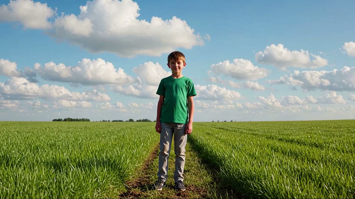 Boy in a Digital Puzzle Field — AI video creation