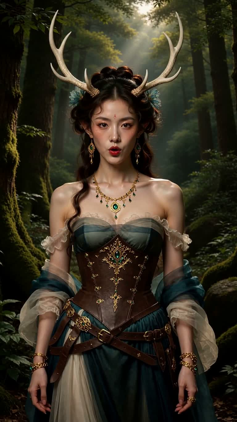 Portrait of the Antler Sprite in the Forest — AI video creation