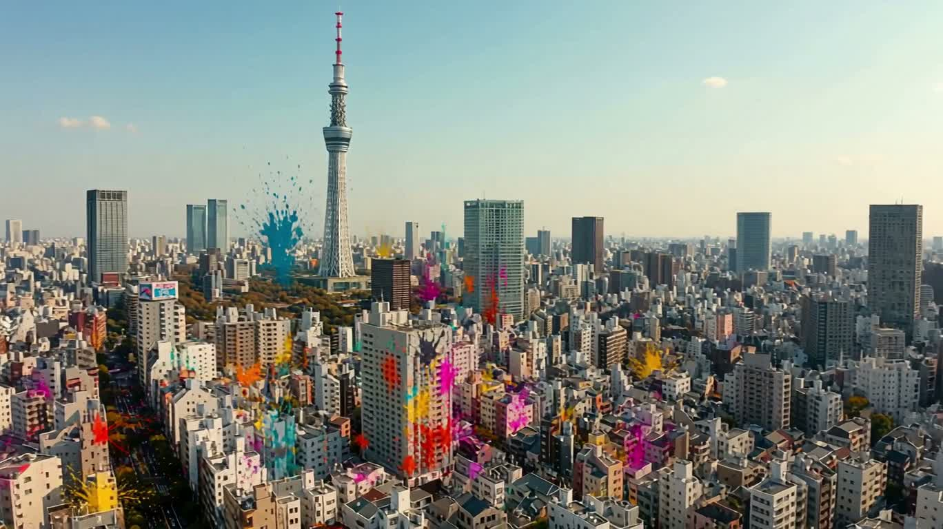 东京霓彩泼墨城市交响 — AI video creation