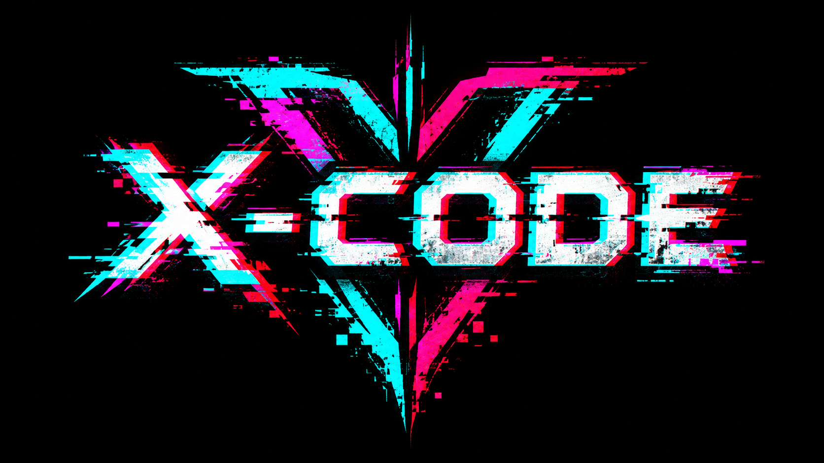 Logo X-CODE neon glitch