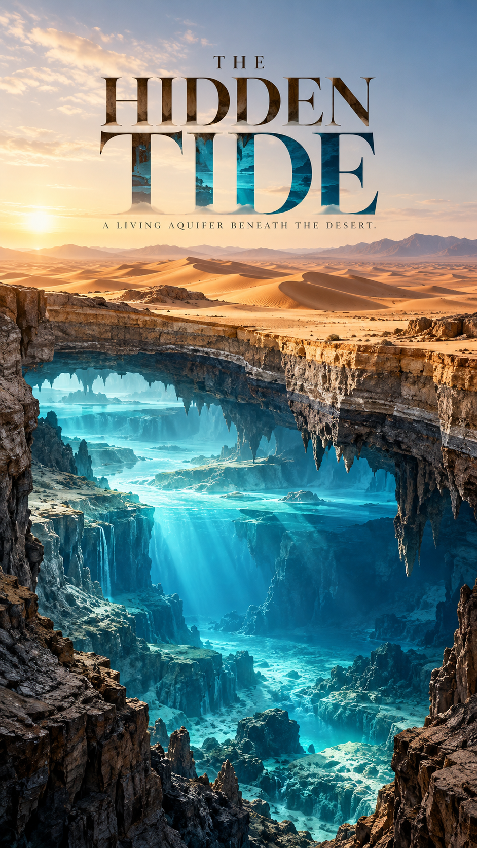 世界切片:沙丘下的含水层剖面海报模板 — AI image creation