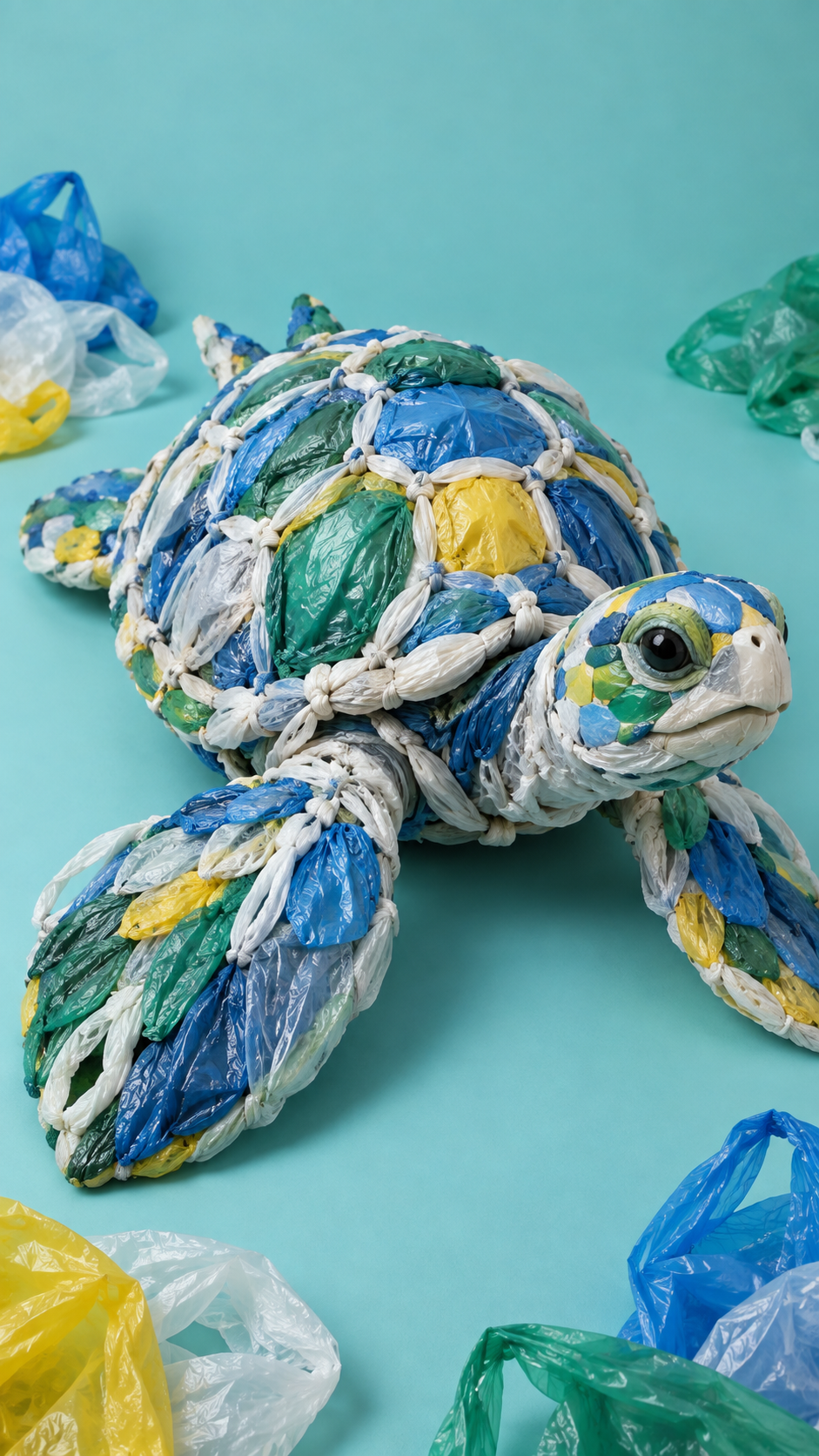 Recycled Plastic Bag Sea-Animal Sculpture — AI image creation