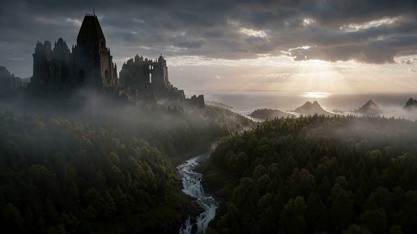 Ruins in the Sea of Clouds and the Long Waterfall Road