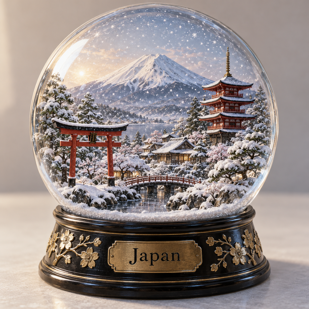 日本冬景微缩雪球 — AI image creation