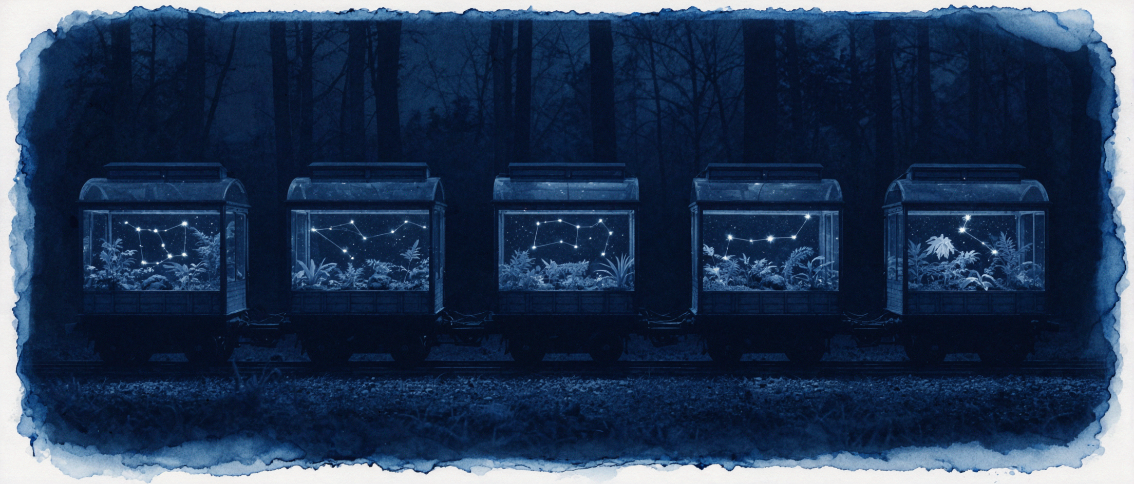 Đoàn tàu đom đóm · Nghệ thuật cyanotype