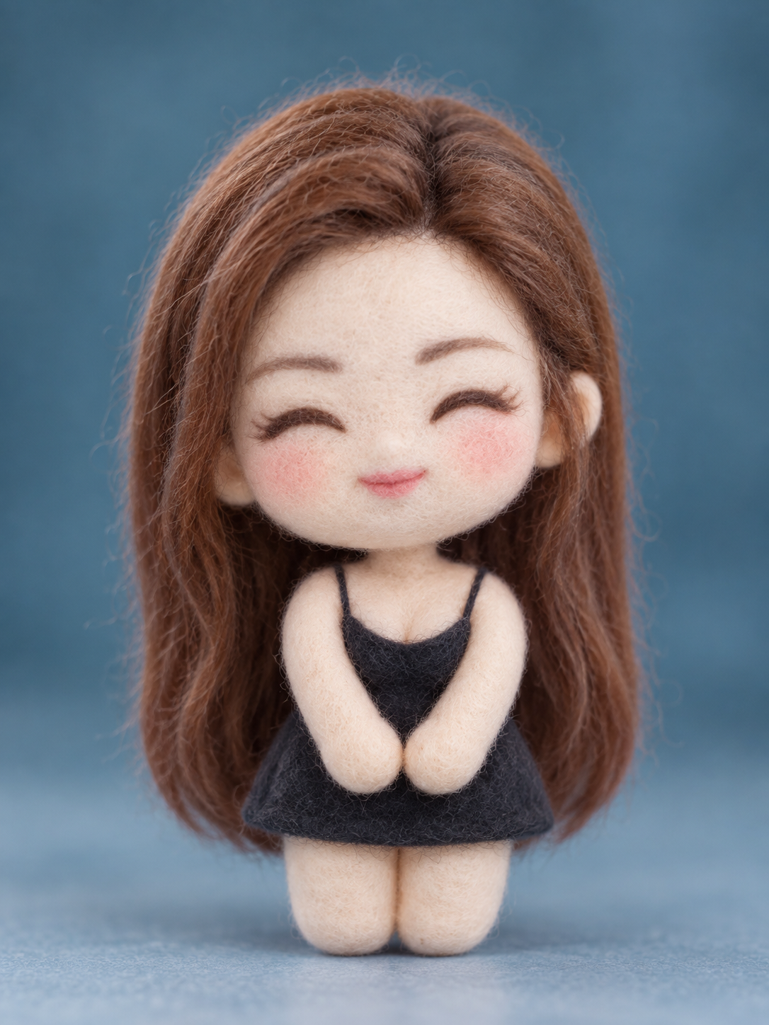 니들 펠트 치비 피규어의 매크로 스튜디오 촬영