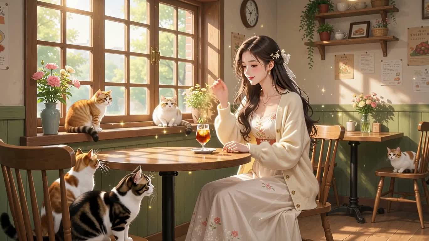 猫カフェの魔法の午後
