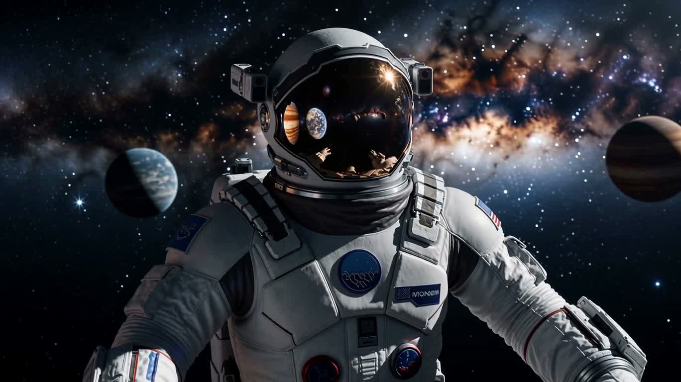 星海の霧の中の宇宙飛行士