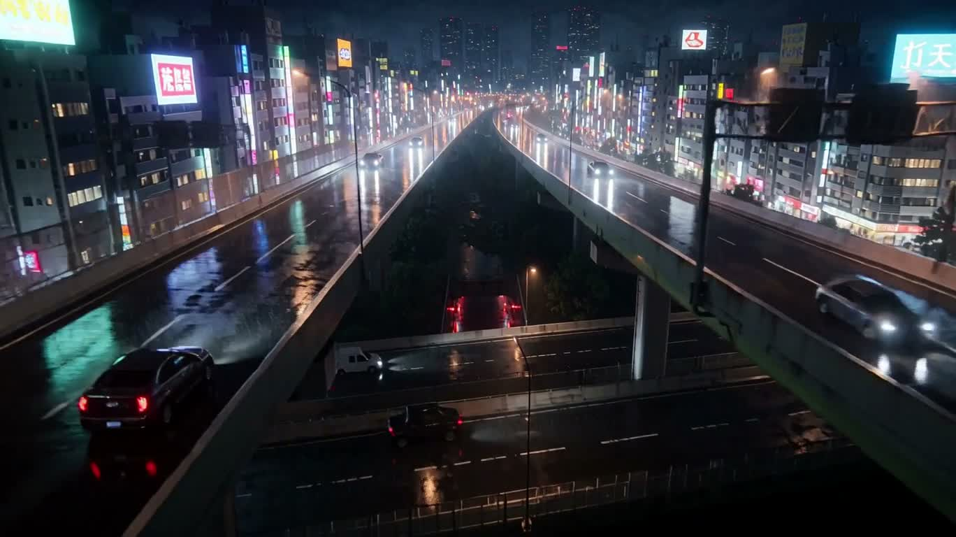 高架城下的霓虹神社 — AI video creation