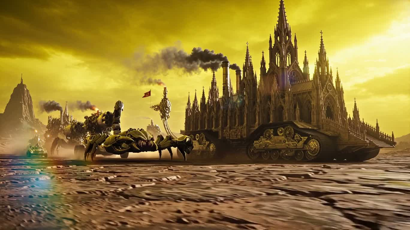 March to the Wasteland Temple Under an Acid-Yellow Sky — AI video creation