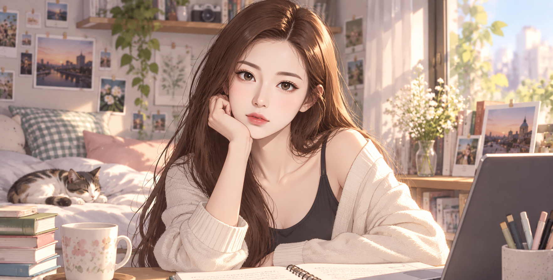 纯净治愈系原创动漫插画 — AI image creation