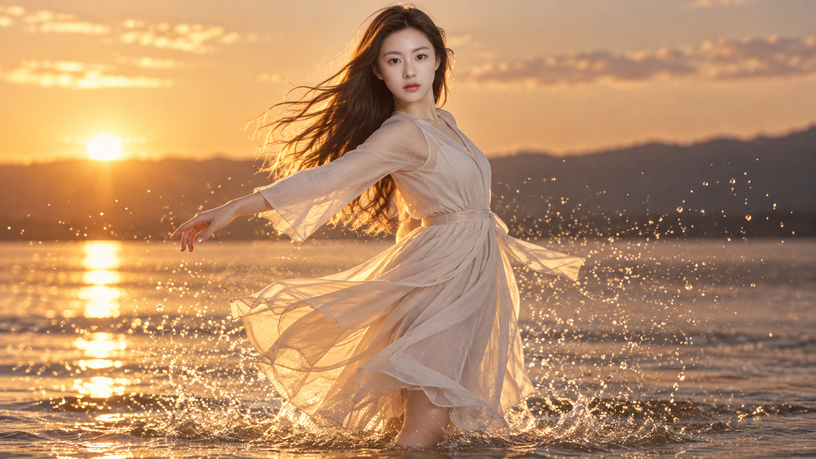 主体与自然元素互动慢动作摄影 — AI image creation
