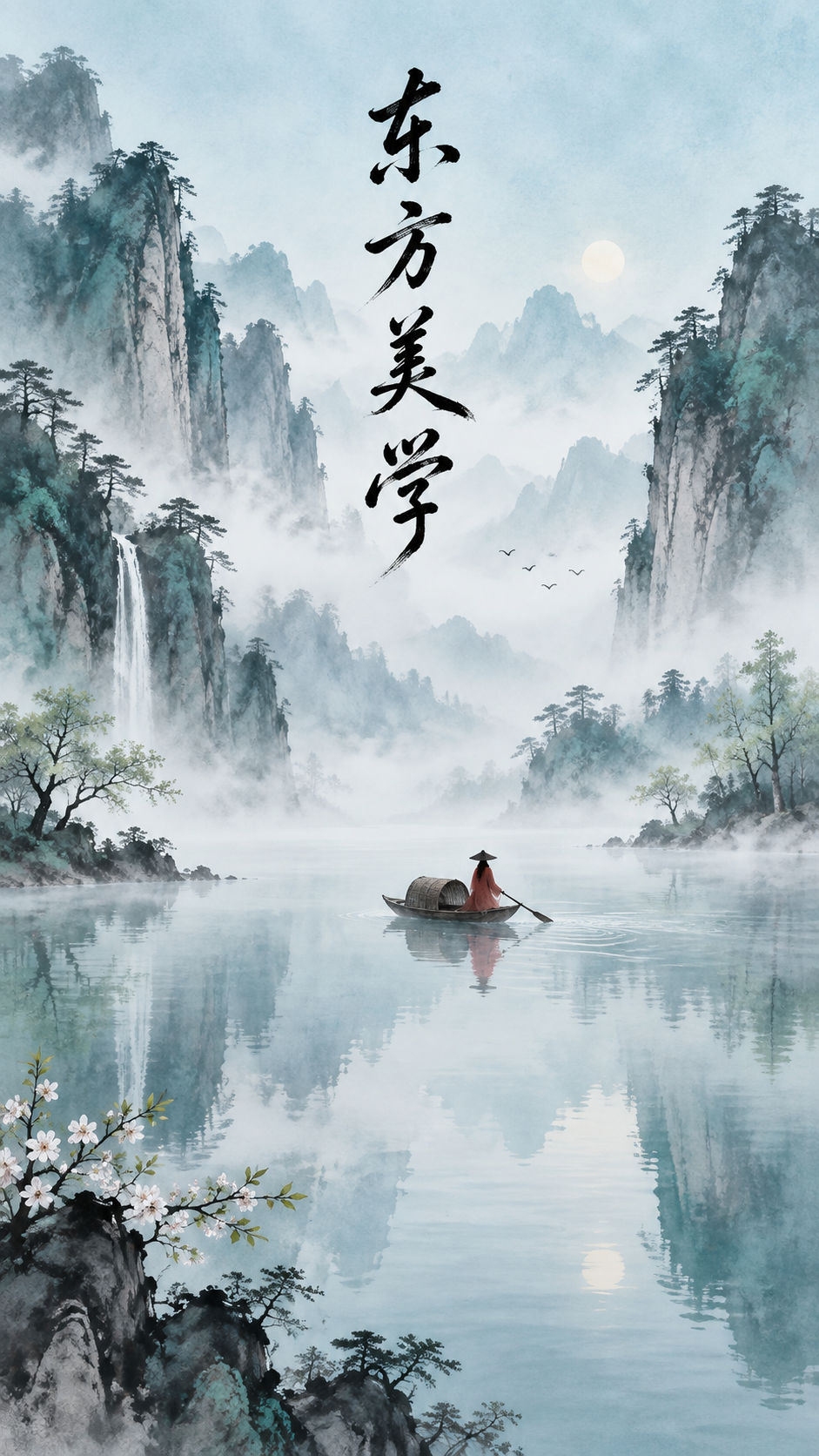 春日禅意水墨群山海报 — AI image creation