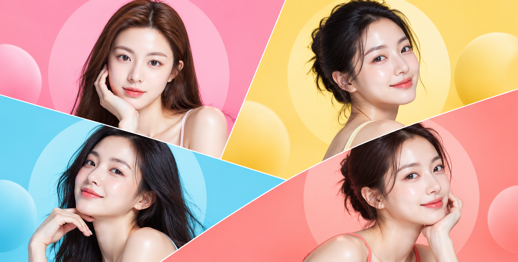 现代护肤广告亚洲女性拼贴画 — AI image creation