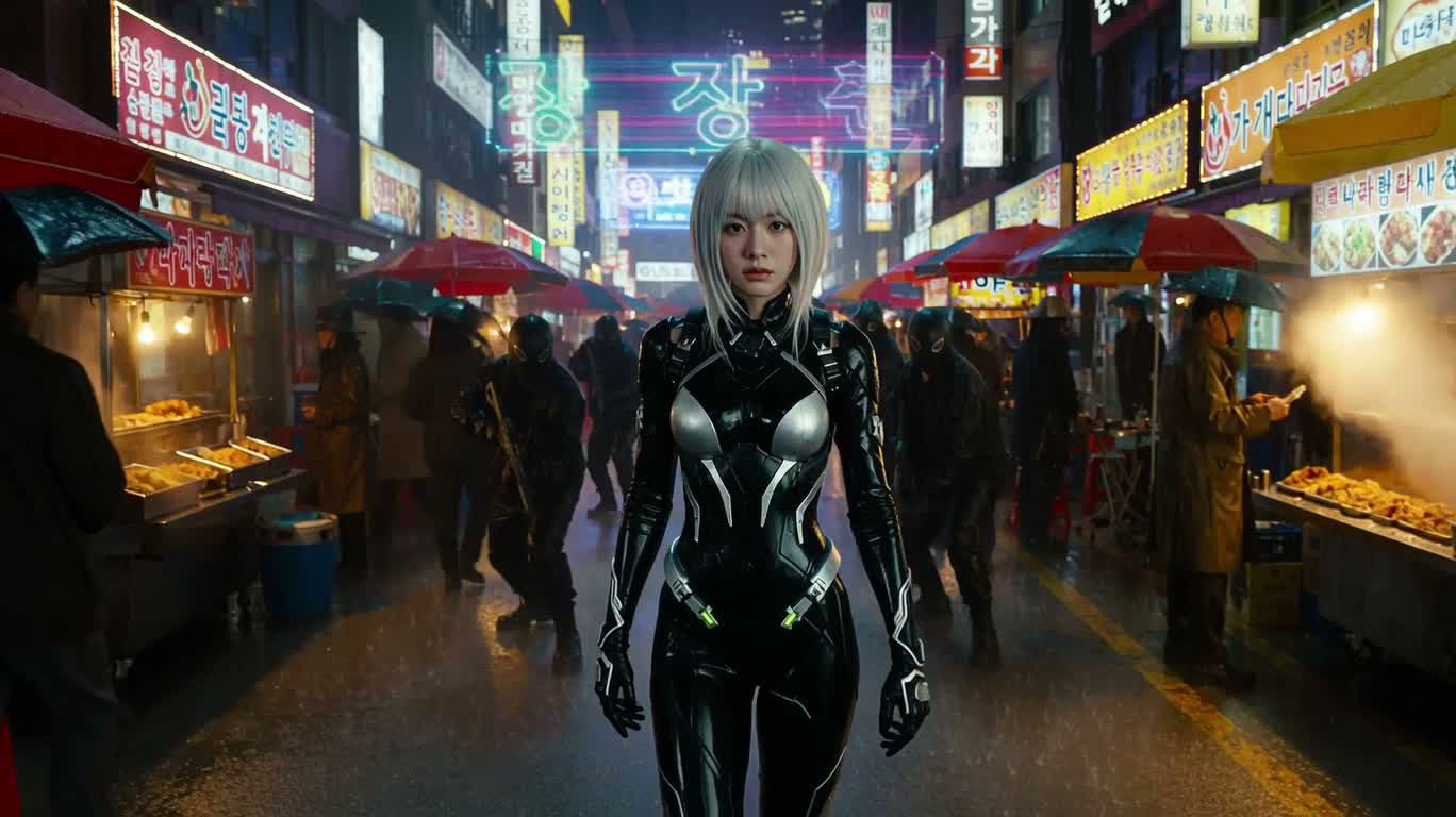 霓虹雨夜双刃战 — AI video creation