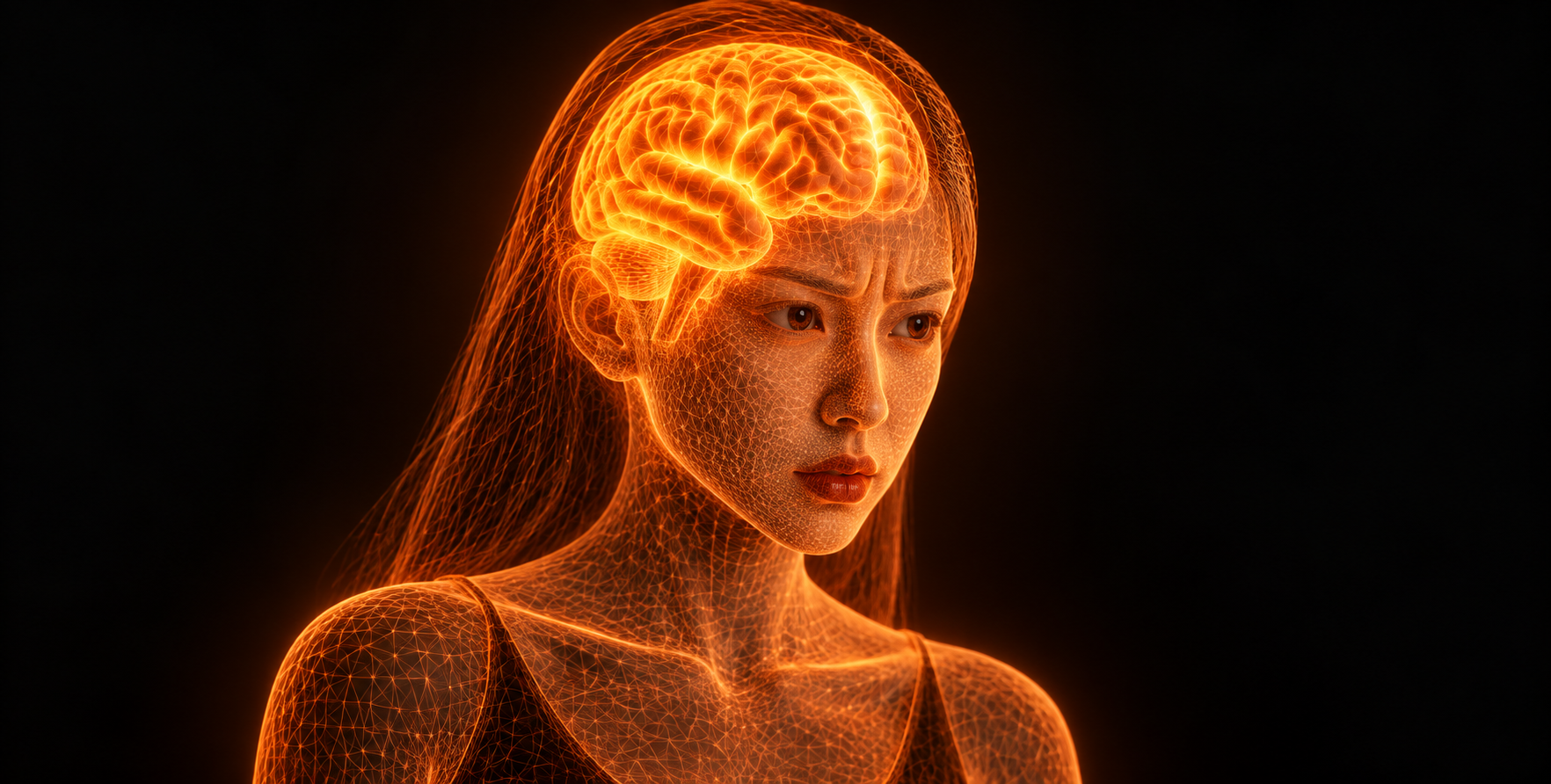 橙色线框中的炽热大脑 — AI image creation
