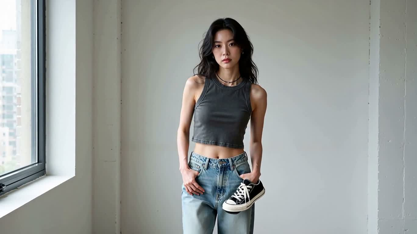 일상적인 모습의 젊은 여성 초상화