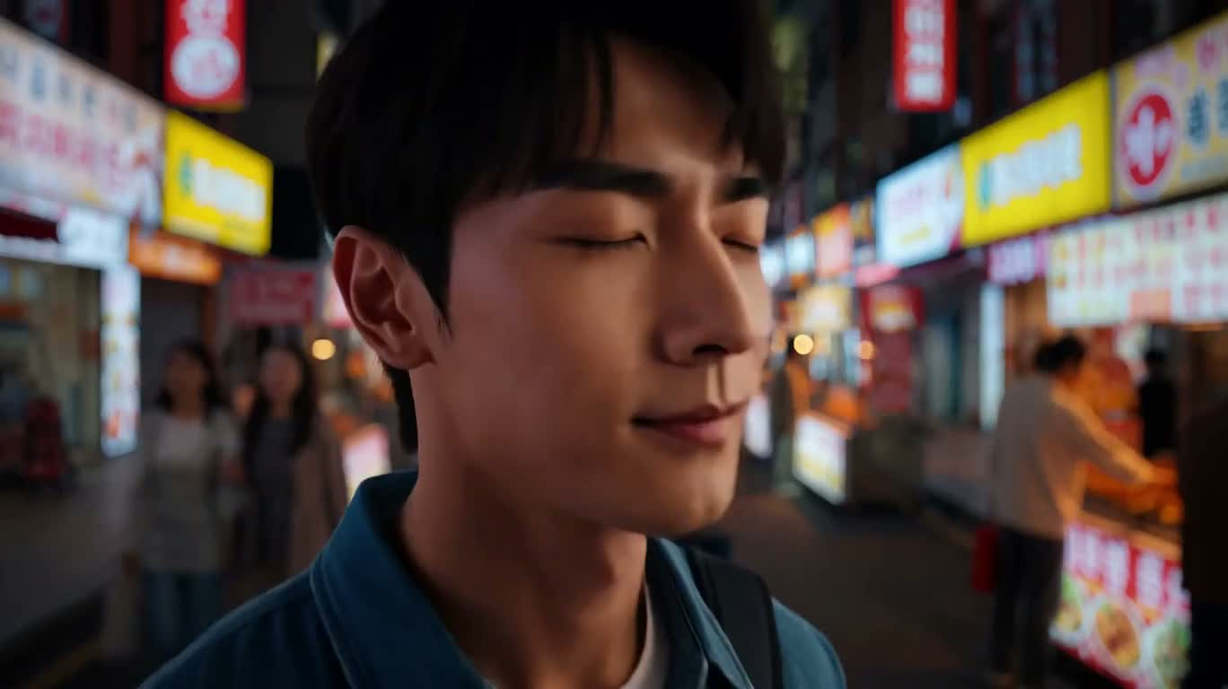 霓虹夜市美食幻境 — AI video creation