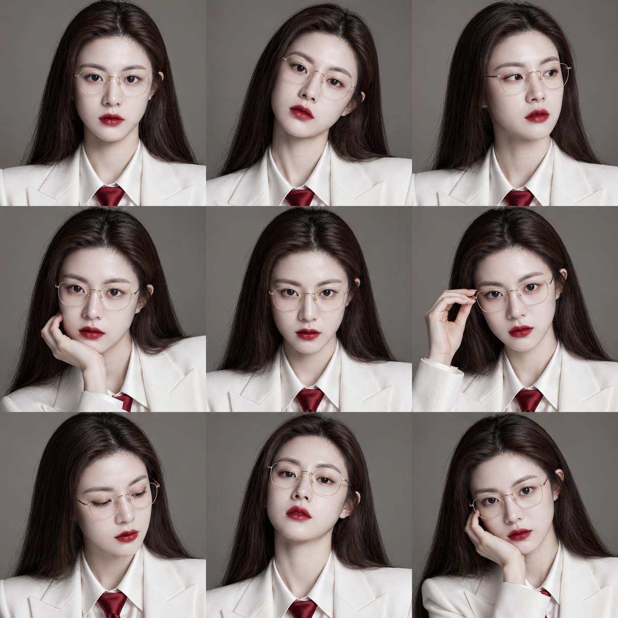 极简高级感金丝眼镜红唇女郎肖像 — AI image creation