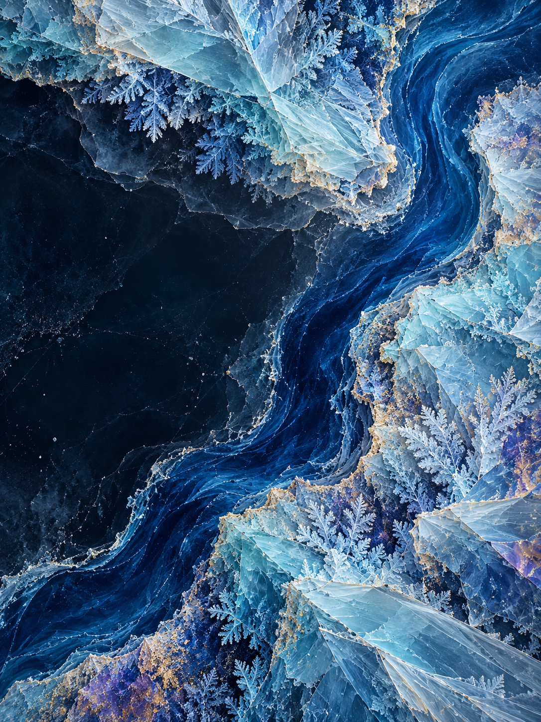 冰川峡湾显微晶体艺术地貌 — AI image creation