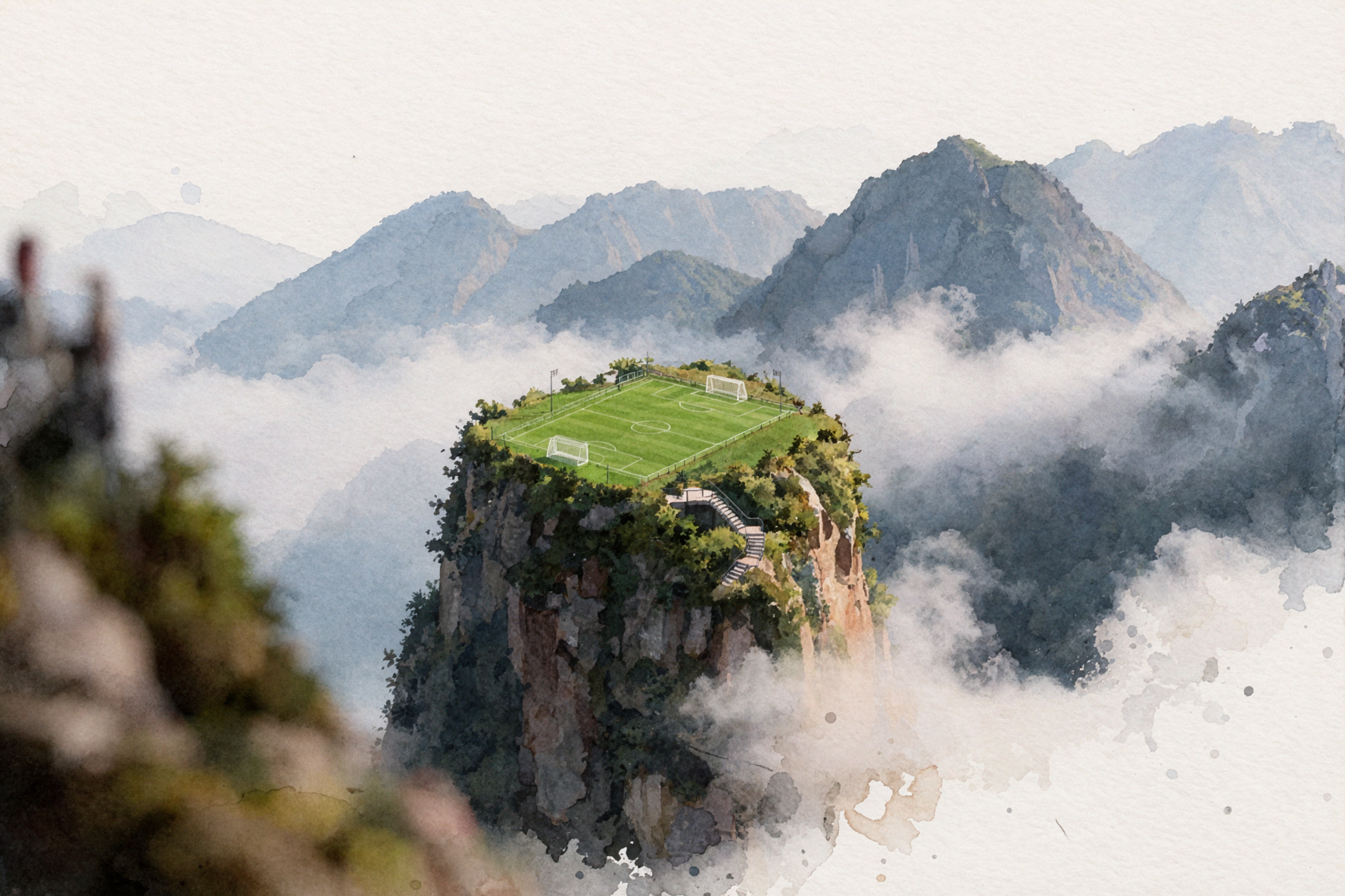 Cloud Football Pitch · Watercolor Journal