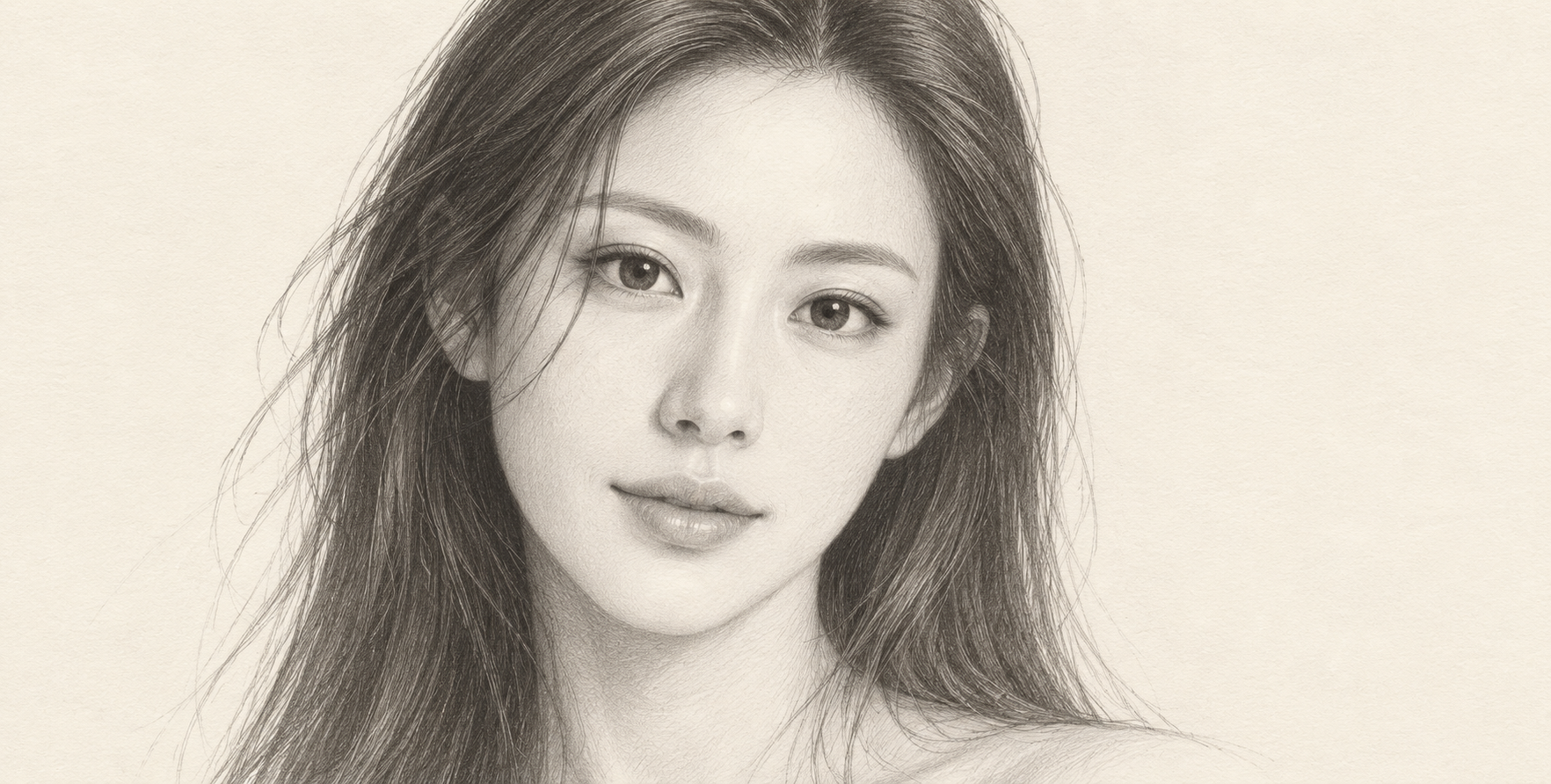 成年女性极简铅笔肖像 — AI image creation