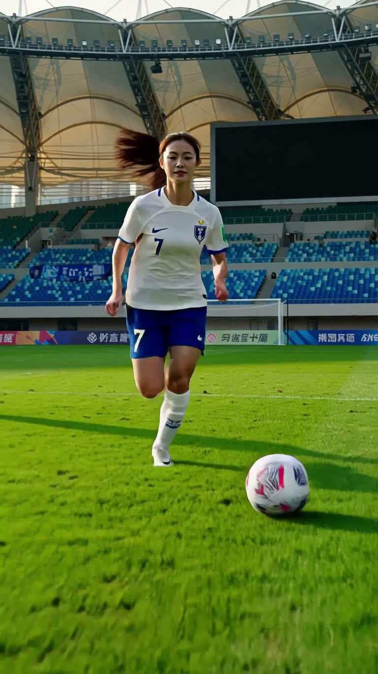 역광의 승리: 여자 축구의 질주 골 — AI video creation
