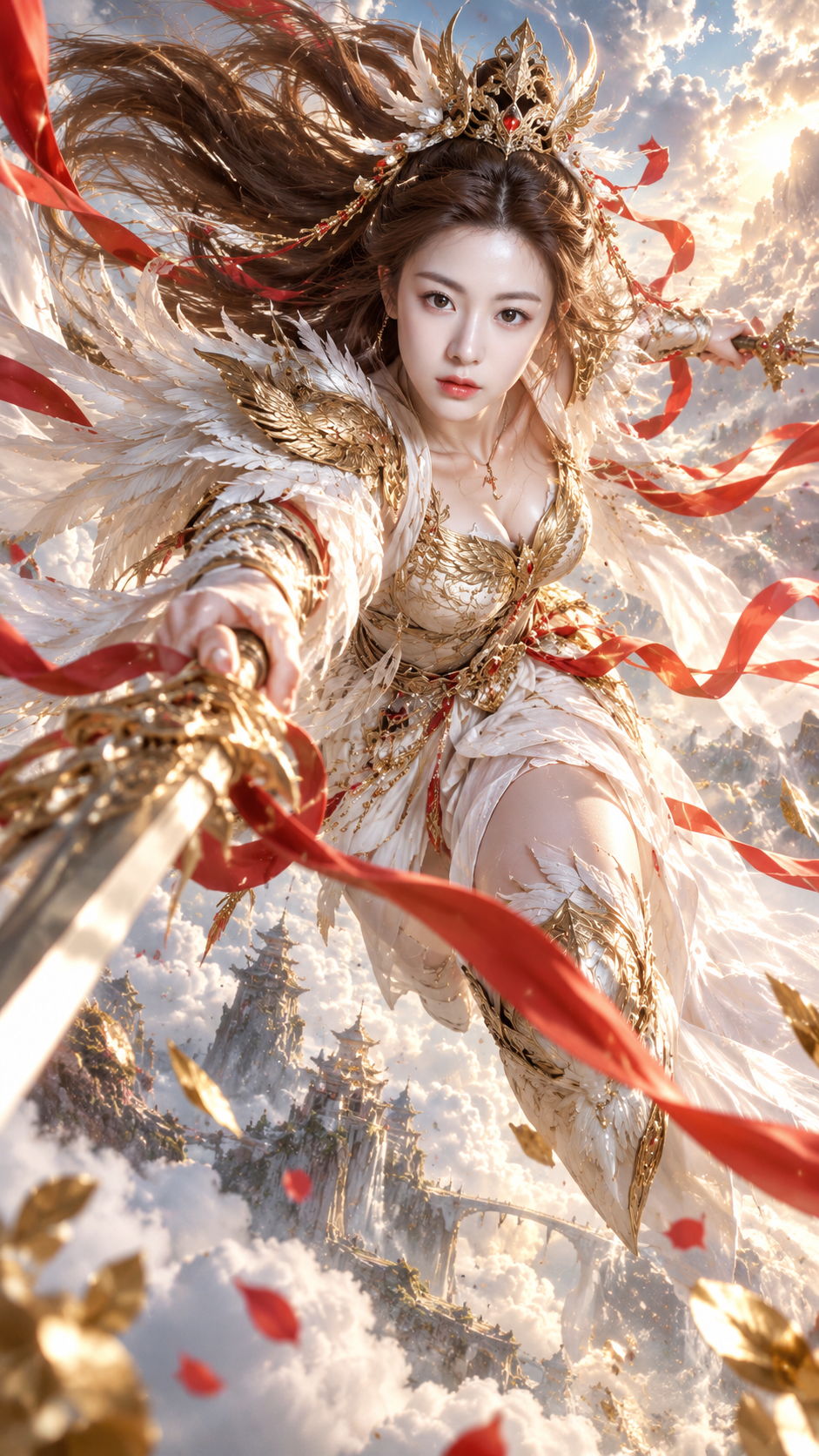云海战场上的仙侠女武神 — AI image creation