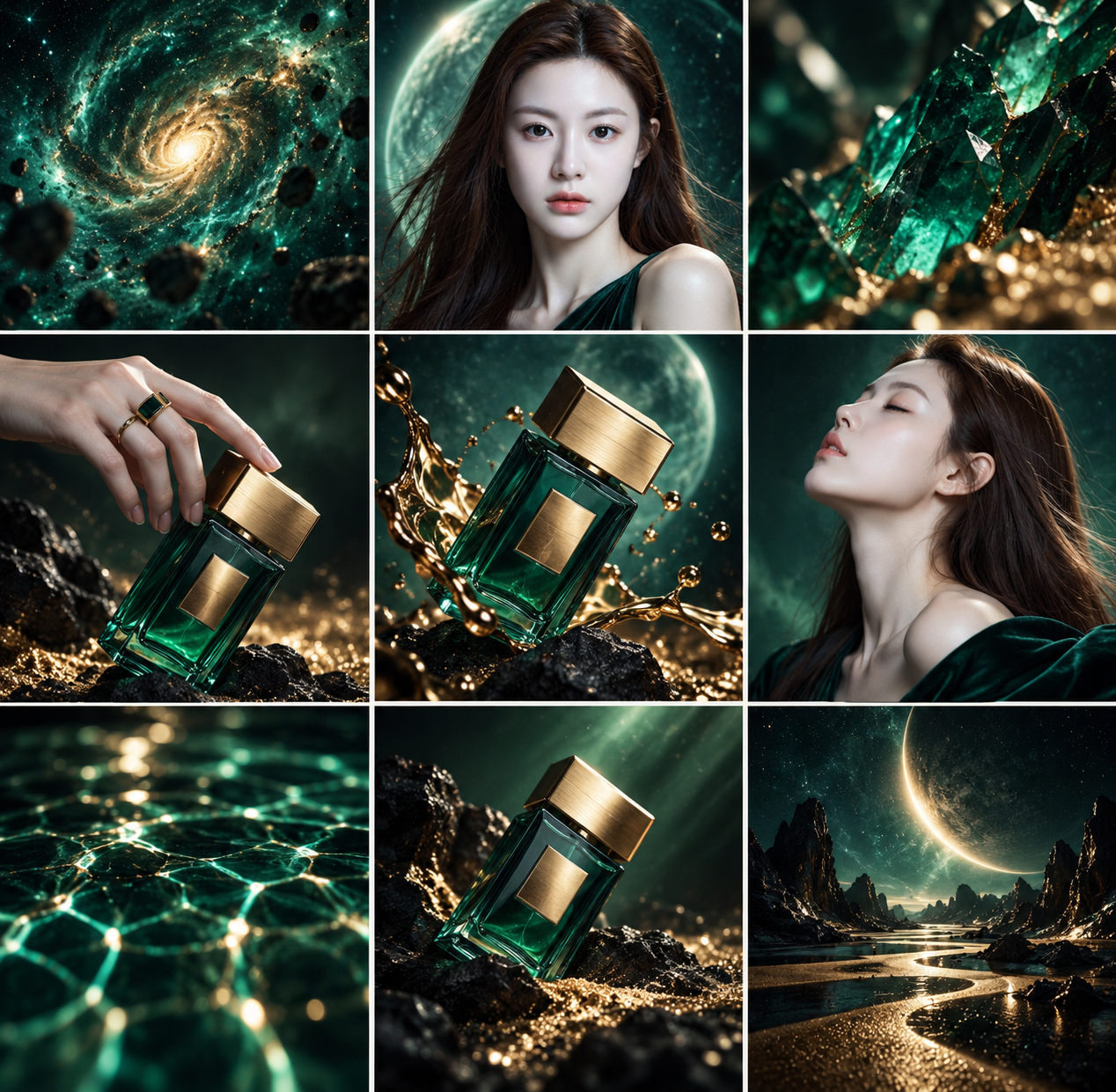 翡翠星辰超新星香水大片 — AI image creation
