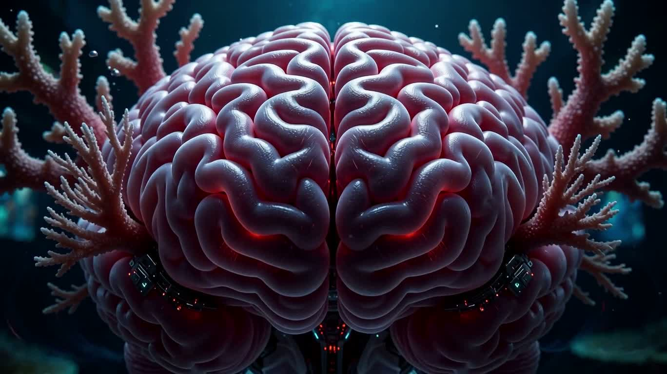 Neon Coral Brain Jellyfish — AI video creation
