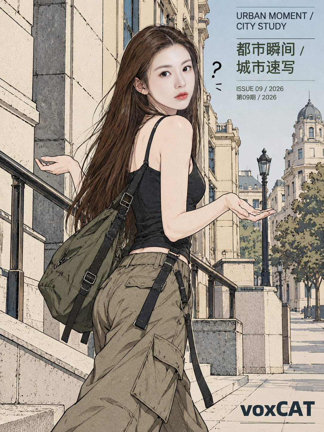 后朋克都市抓拍人物与voxCAT微排版插画