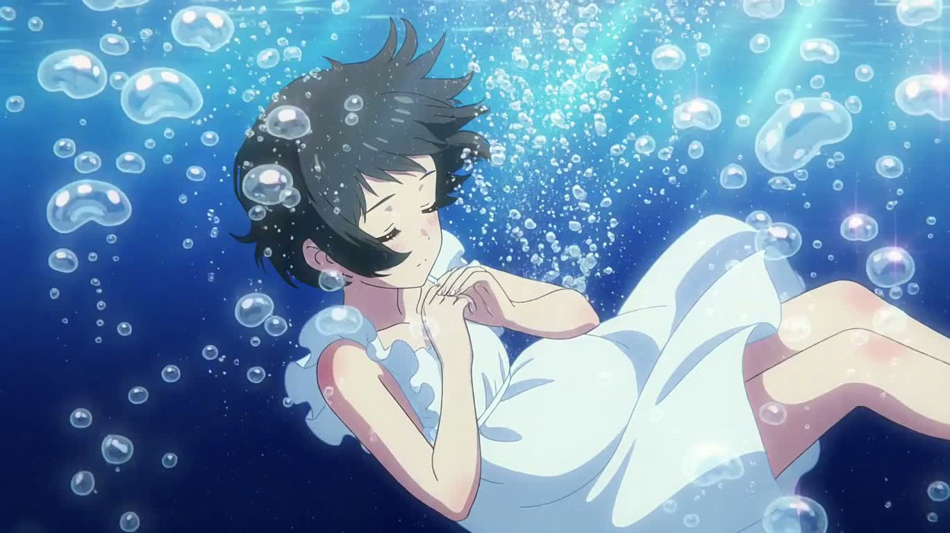 少女与发光海豚奔向阳光